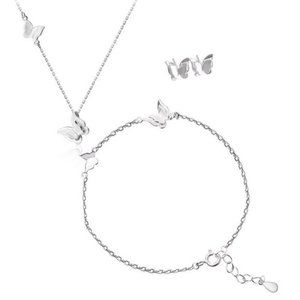 NEW [Set of 3] 925 Sterling Silver Butterfly Set